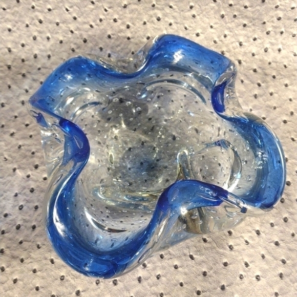 Mid-century modern Murano Blue Glass bowl or ashtray Italy